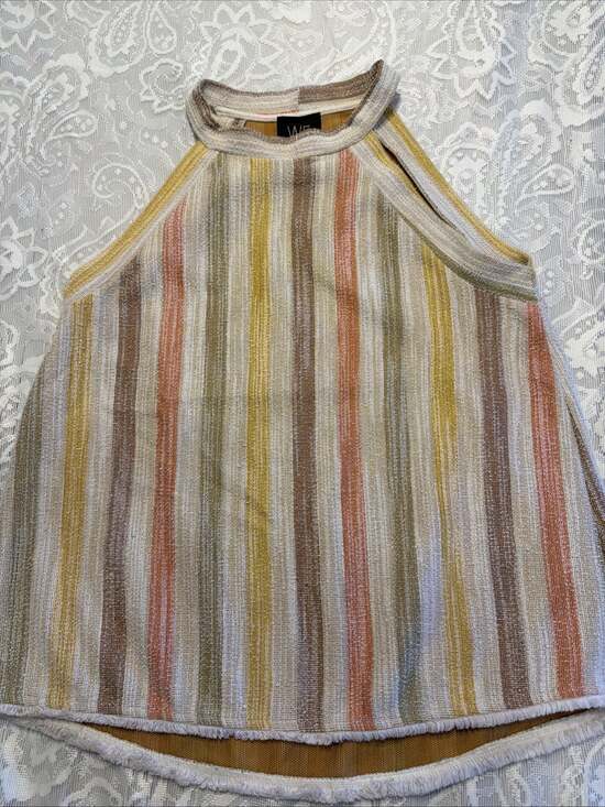 W5 Tops - W5 Womens Multicolor Striped Halter Top Sleeveless Frayed Hem M Meas In Pics